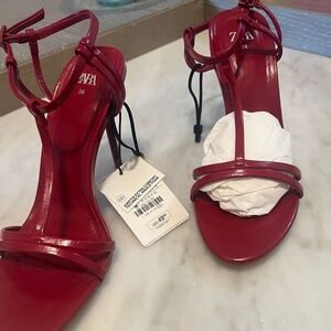 New Zara Red Strappy Heels